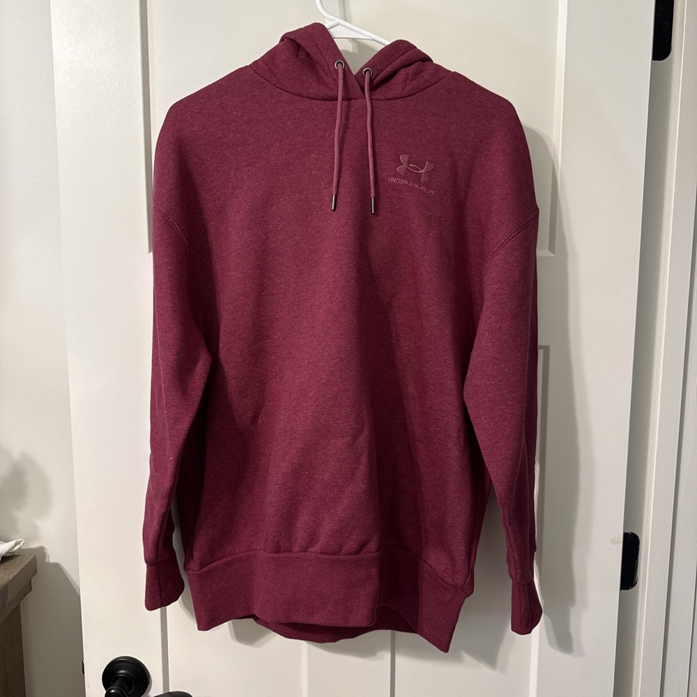 Under Armour Women's Icon Fleece Oversized Hoodie, Transparent, XS Maroon